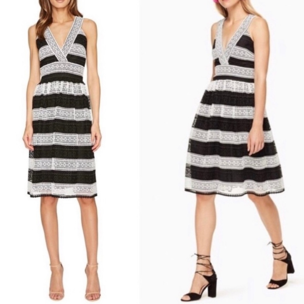 🚫SOLD🚫Kate Spade Scenic Route Colorblock Lace Dress Black & White Size 0